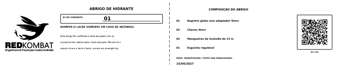 Etiqueta do abrigo de hidrante com QR Code